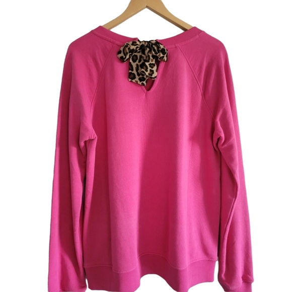 Crown & Ivy Fushia Sweater/Sweatshirt 100% Cotton Size XL Preppy Classic - Picture 2 of 3
